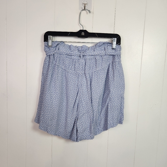 Sun Day Club Belt Blue Floral Shorts Paper Bag High Waist Pull On Pockets New - Picture 5 of 10